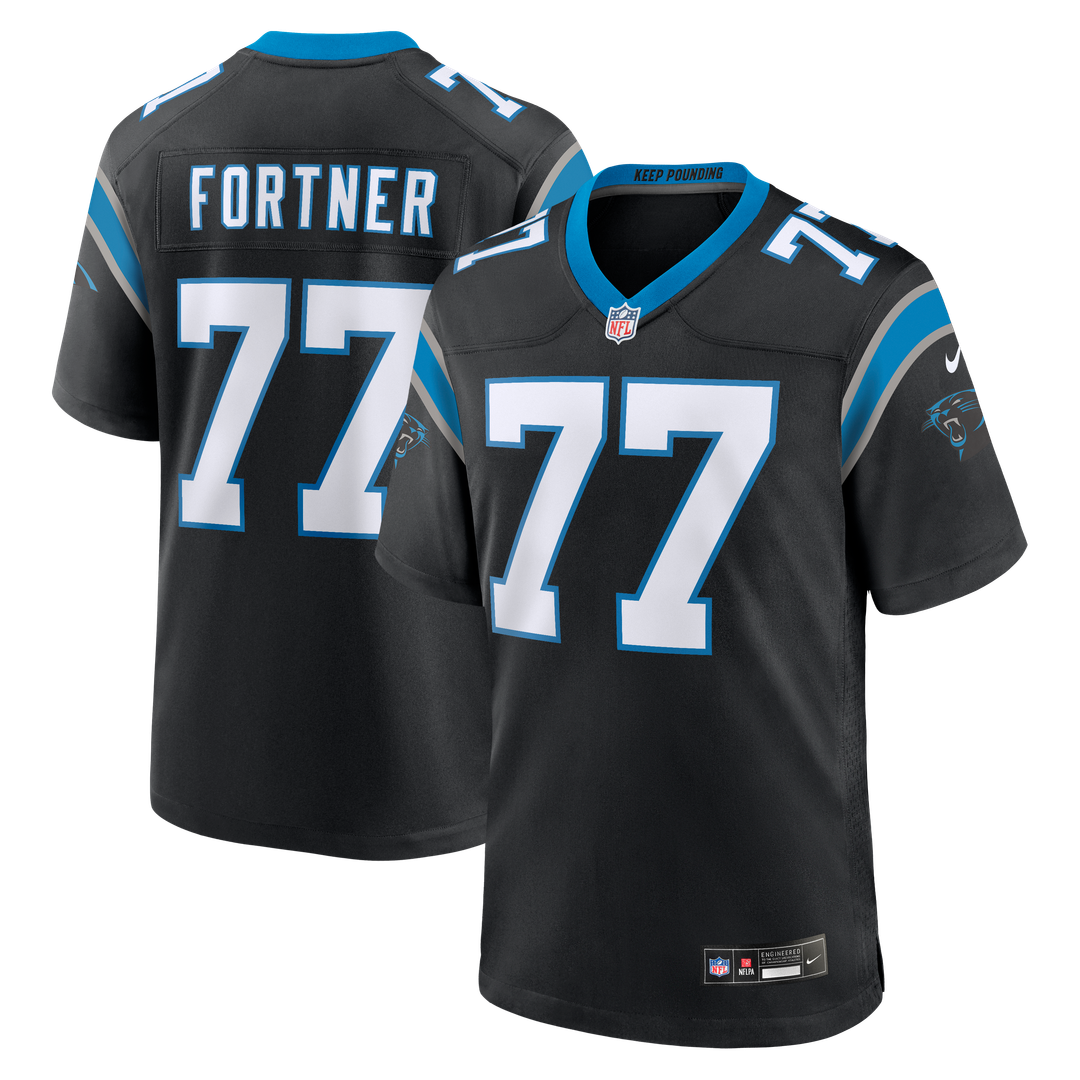 Men's Nike Carolina Panthers Luke Fortner Black Team Game NFL Jersey