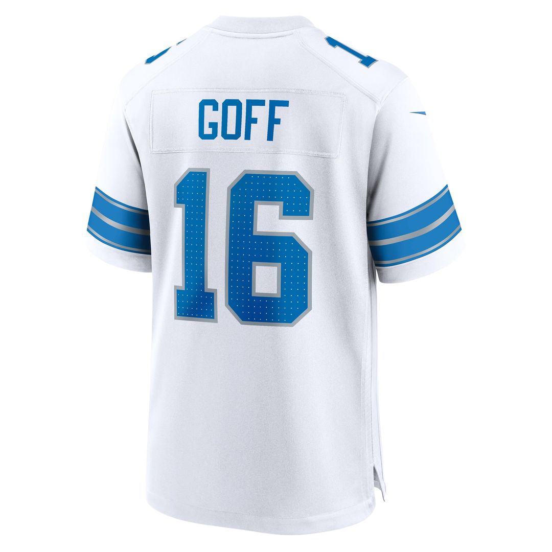 Men's Nike Detroit Lions Jared Goff White Game NFL Jersey