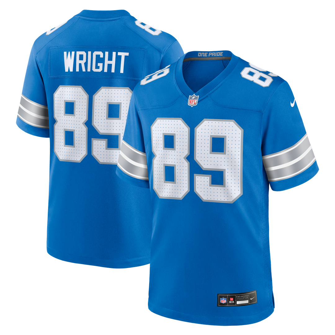 Men's Nike Detroit Lions Brock Wright Blue Team Game NFL Jersey
