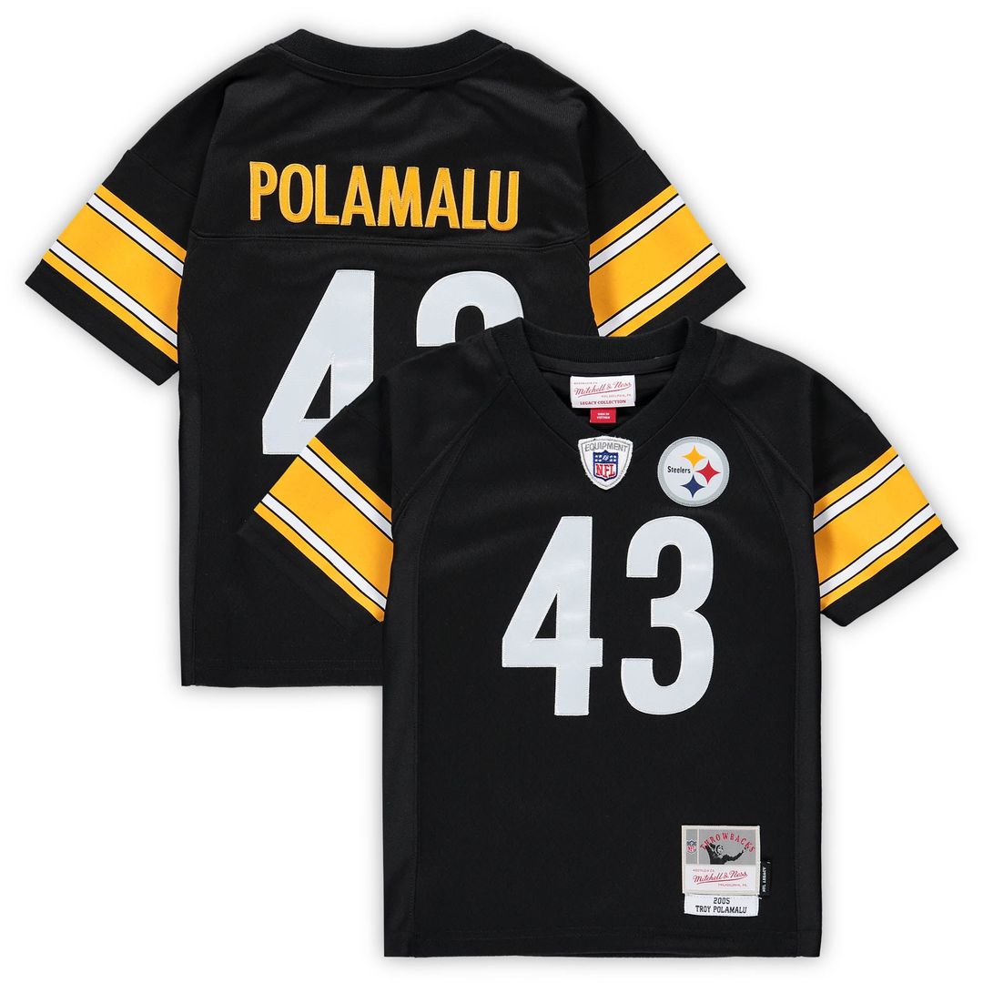 Toddler Mitchell & Ness Pittsburgh Steelers Troy Polamalu Black 2005 Retired Legacy NFL Jersey