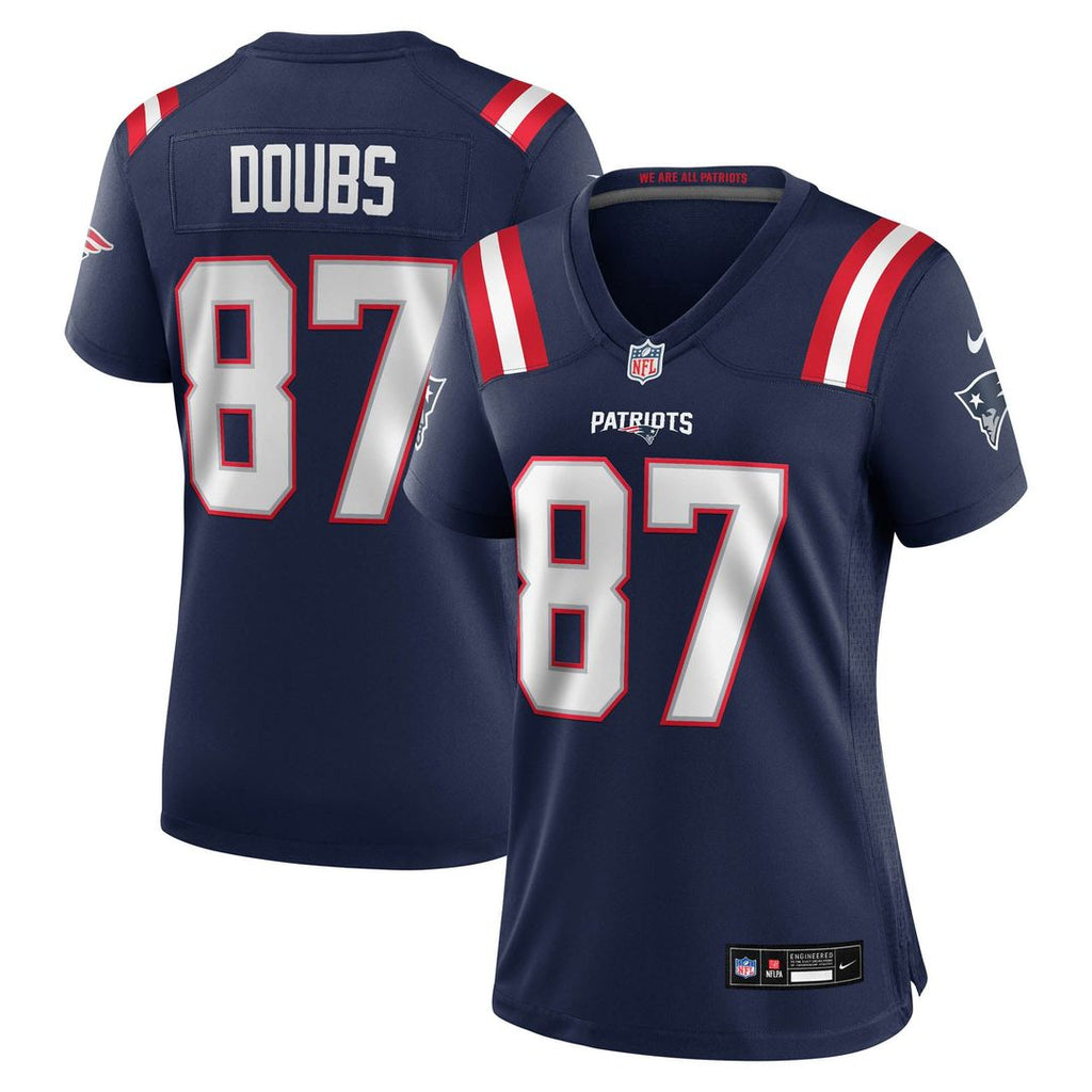 Women's Nike New England Patriots Romeo Doubs Navy Game NFL Jersey