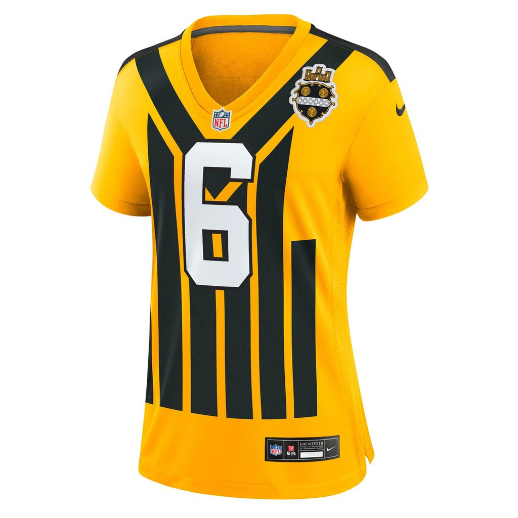 Women's Nike Pittsburgh Steelers Patrick Queen Gold Alternate 1933 Throwback Game NFL Jersey