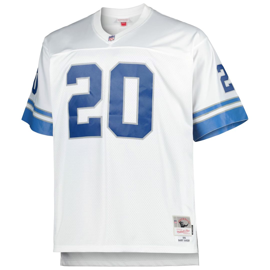 Men's Big & Tall Mitchell & Ness Detroit Lions Barry Sanders White 1996 Retired Player Replica NFL Jersey