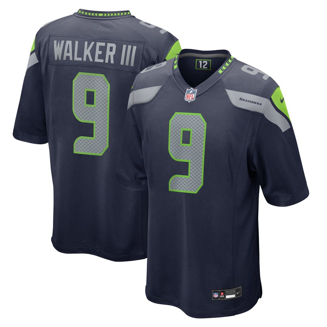 Men's Nike Seattle Seahawks Kenneth Walker III College Navy Team Game NFL Jersey