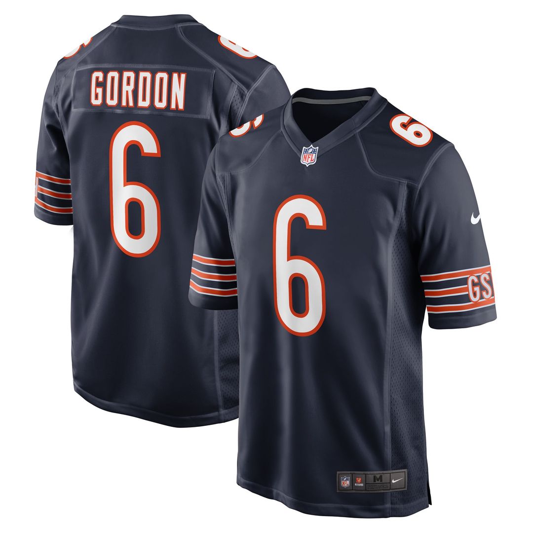 Men's Nike Chicago Bears Kyler Gordon Navy Game Player NFL Jersey