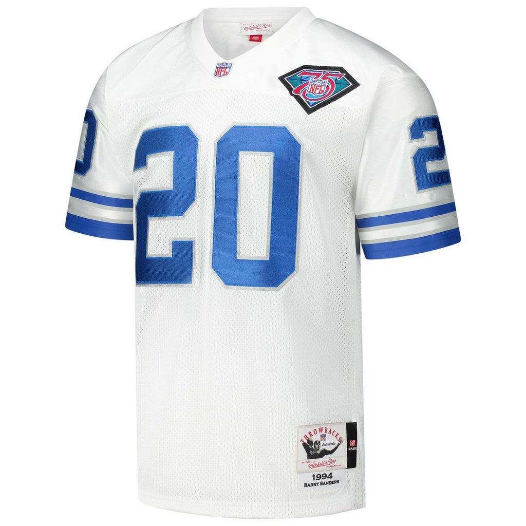 Men's Mitchell & Ness Detroit Lions Barry Sanders White 1994 Authentic Throwback Retired Player NFL Jersey
