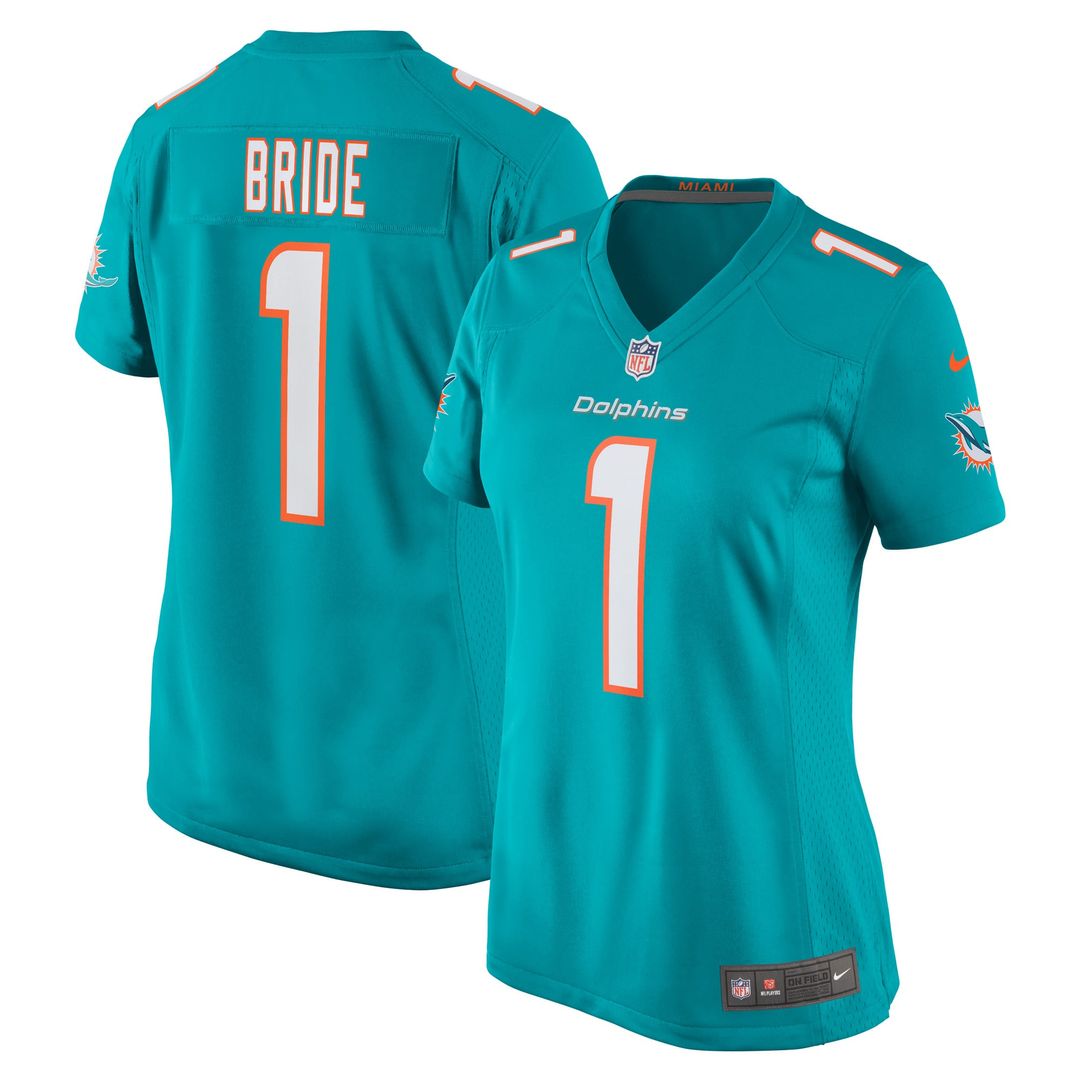 Women's Nike Miami Dolphins Number 1 Bride Aqua Game NFL Jersey