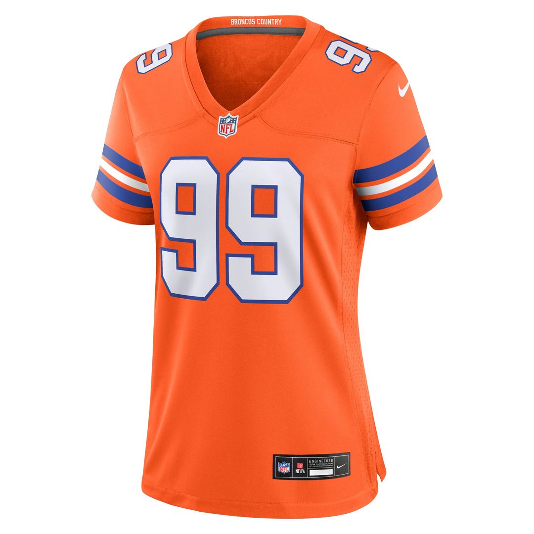 Women's Nike Denver Broncos Zach Allen Orange Mile High Collection 1977 Throwback Player Game NFL Jersey