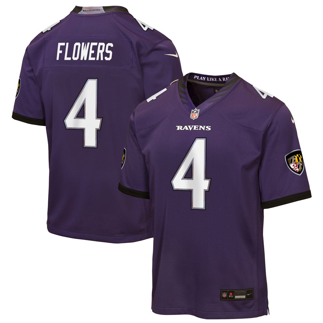 Youth Nike Baltimore Ravens Zay Flowers Black Alternate Game NFL Jersey