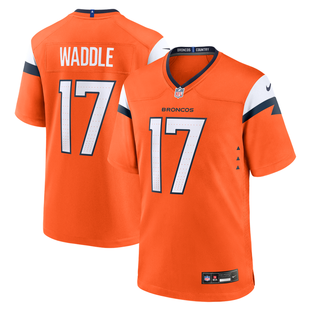 Men's Nike Denver Broncos Jaylen Waddle Orange Game NFL Jersey