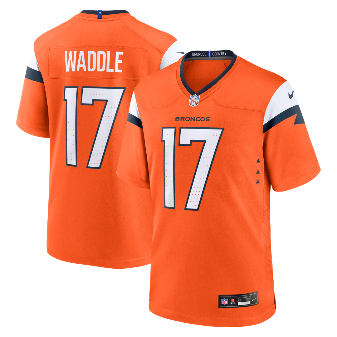 Men's Nike Denver Broncos Jaylen Waddle Orange Game NFL Jersey