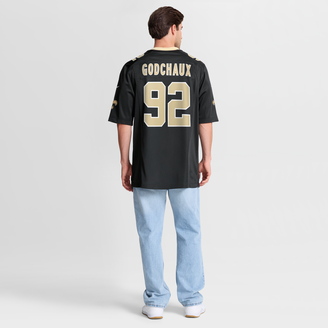 Men's Nike New Orleans Saints Davon Godchaux Black Team Game NFL Jersey