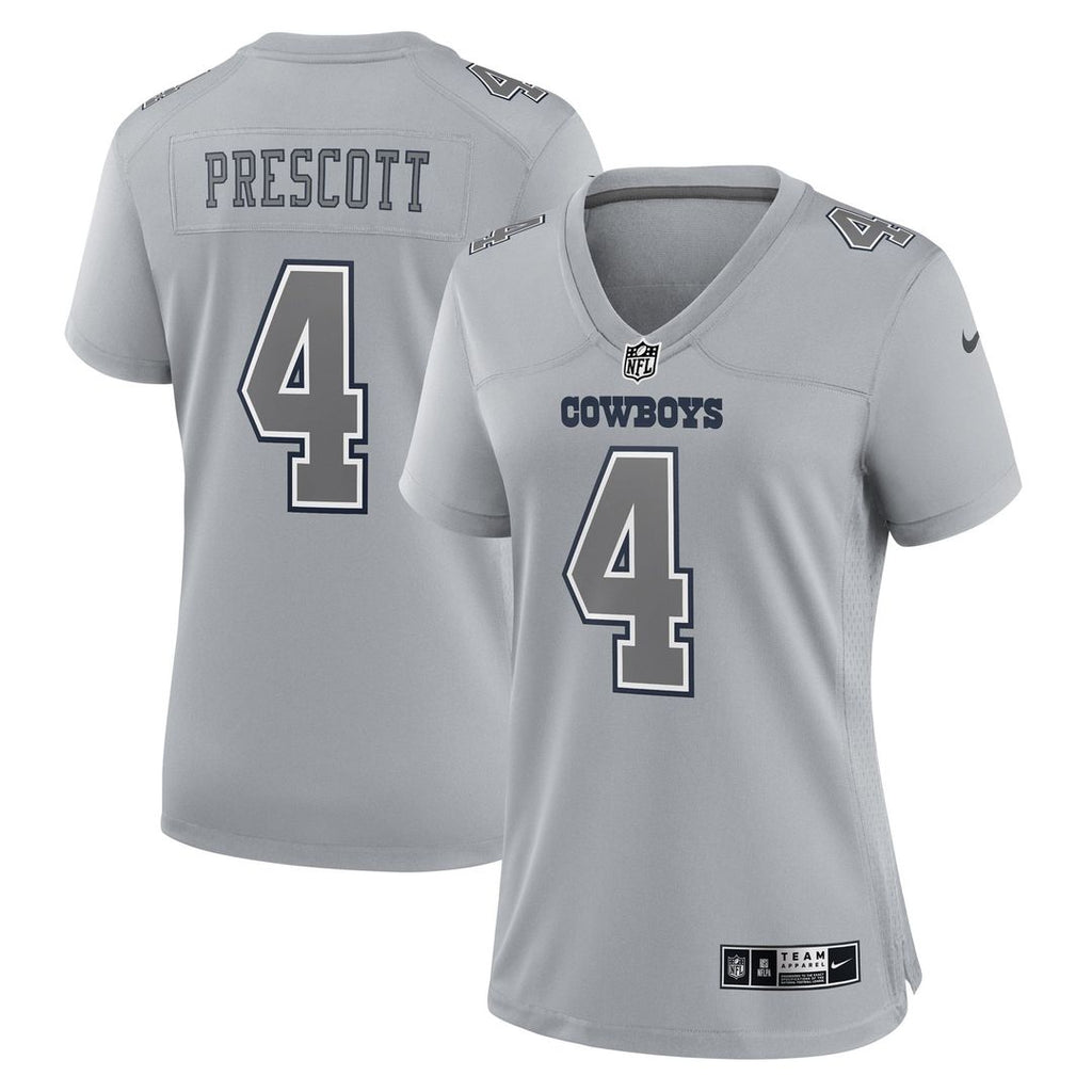 Women's Nike Dallas Cowboys Dak Prescott Gray Atmosphere Fashion Game NFL Jersey