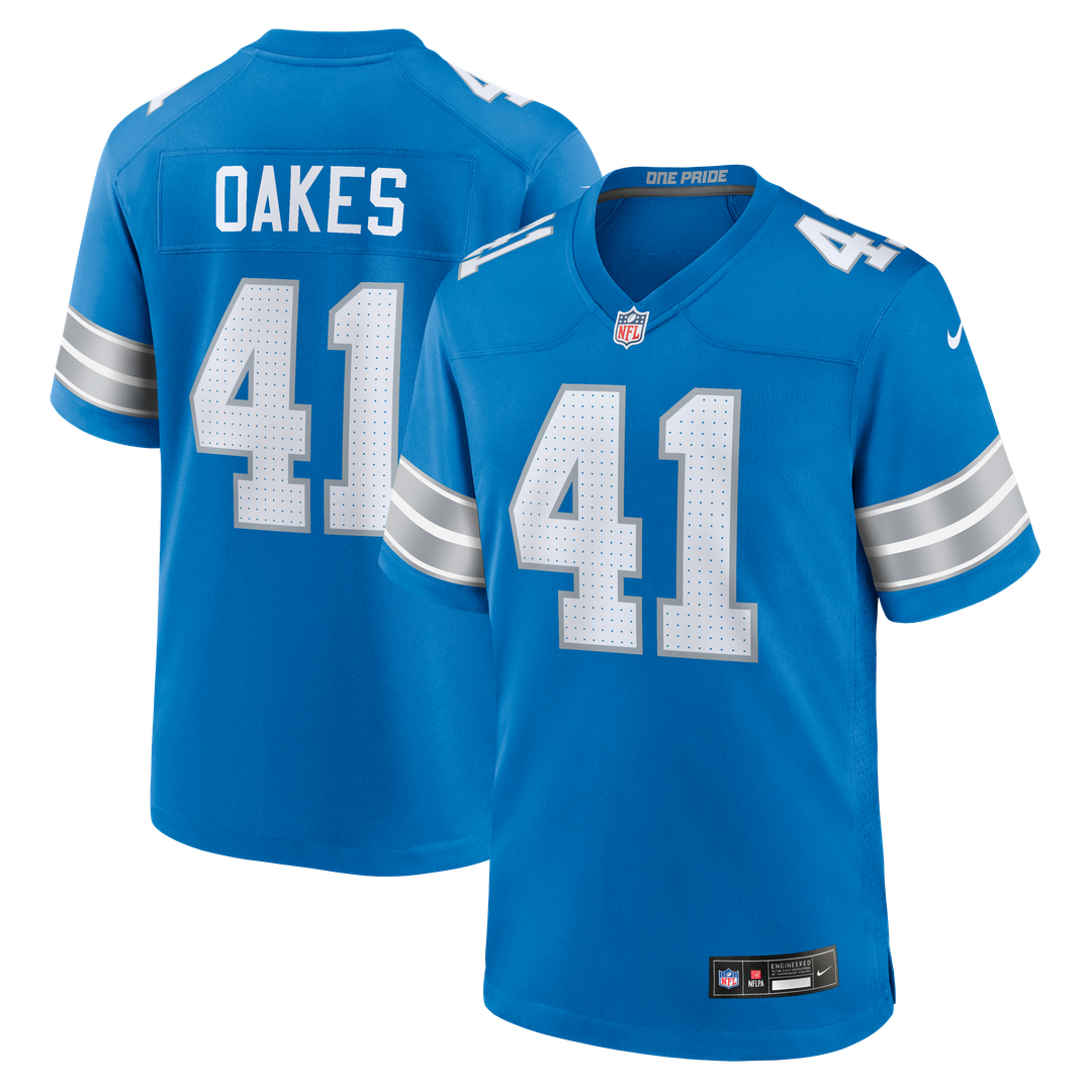 Men's Nike Detroit Lions Gunnar Oakes Blue Team Game NFL Jersey