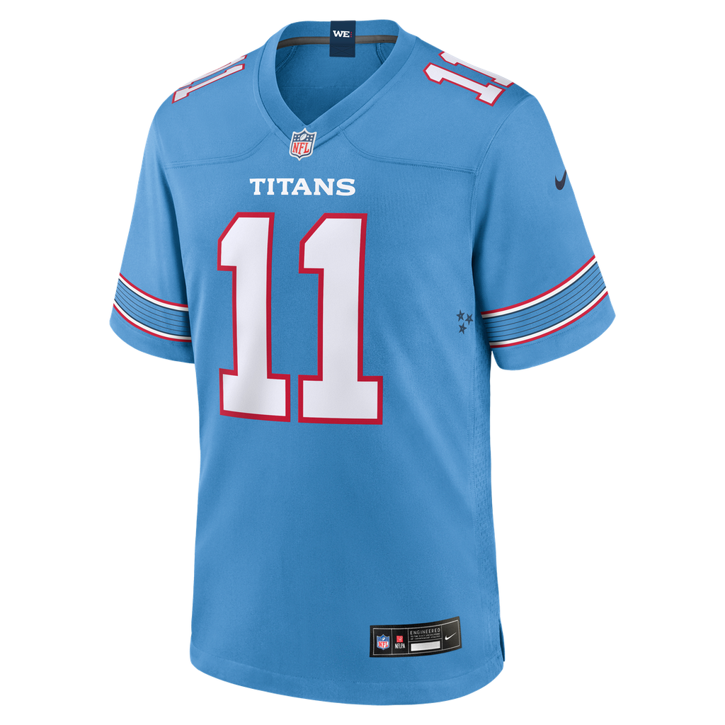Men's Nike Tennessee Titans Jermaine Johnson II Light Blue Team Game NFL Jersey