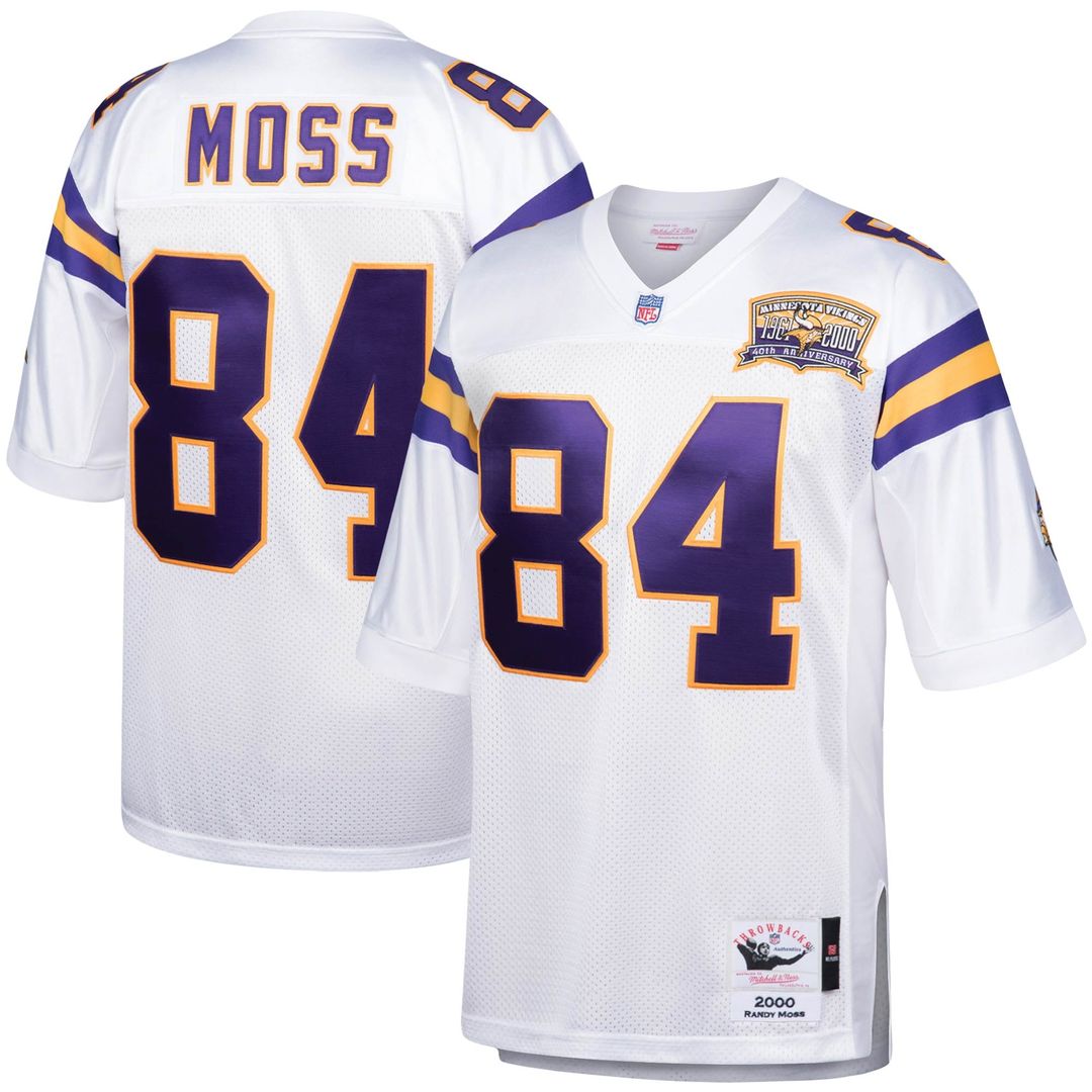Men's Mitchell & Ness Minnesota Vikings Randy Moss White 2000 Authentic Throwback Retired Player NFL Jersey