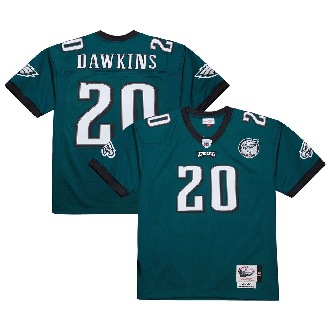 Men's Mitchell & Ness Philadelphia Eagles Brian Dawkins Green 2007 Authentic Throwback Retired Player NFL Jersey