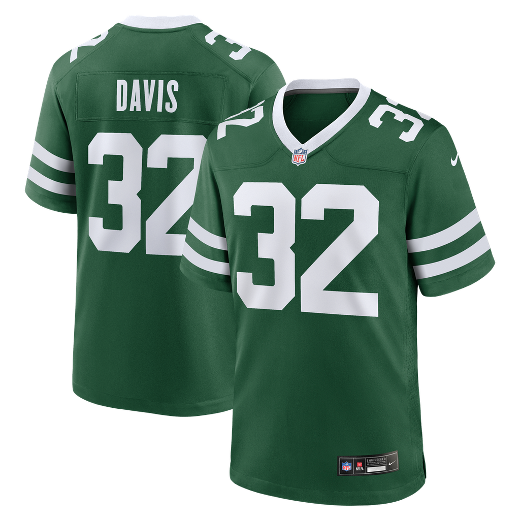 Men's Nike New York Jets Isaiah Davis Legacy Green Team Game NFL Jersey
