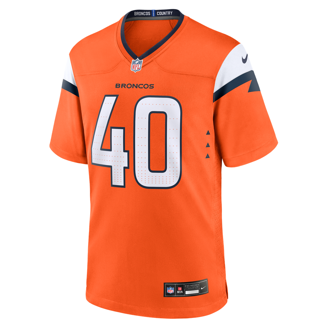 Men's Nike Denver Broncos Justin Strnad Orange Team Game NFL Jersey