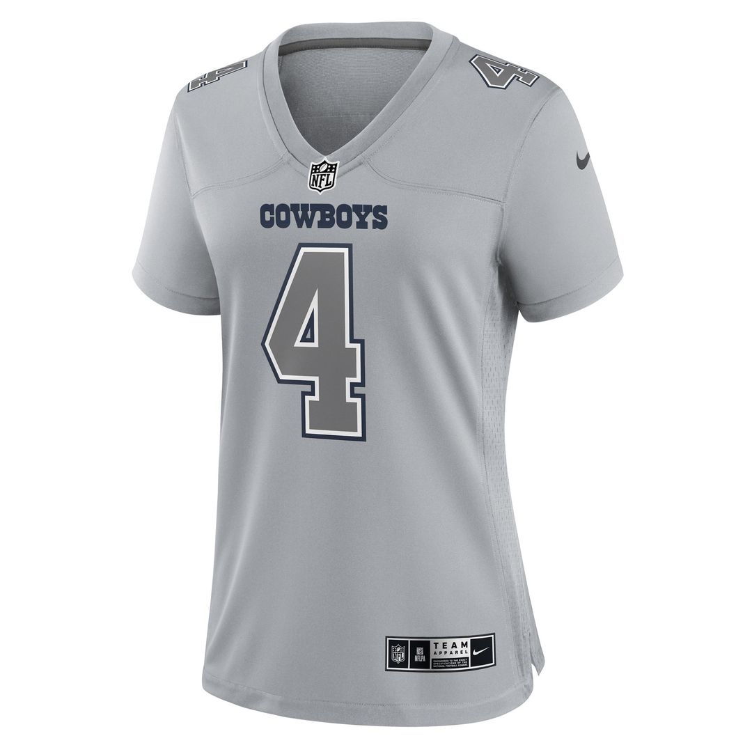 Women's Nike Dallas Cowboys Dak Prescott Gray Atmosphere Fashion Game NFL Jersey
