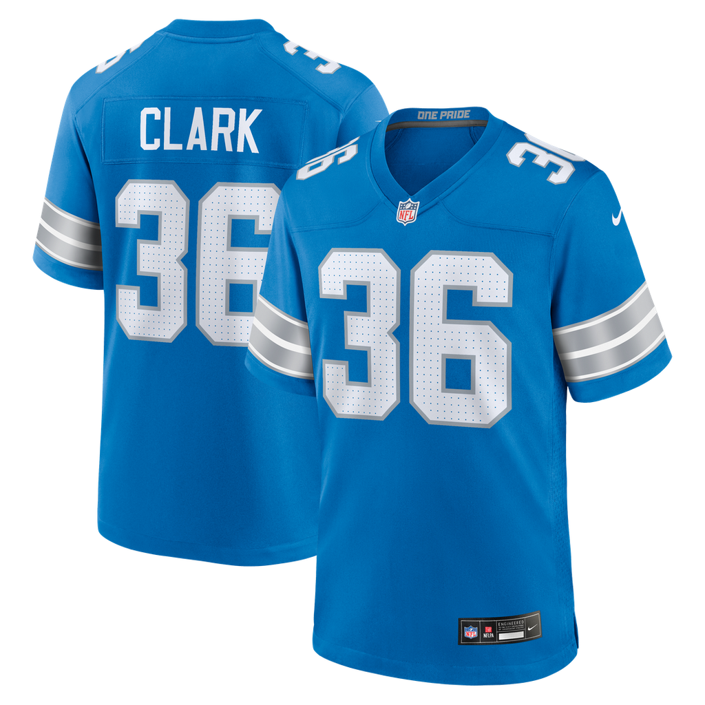 Men's Nike Detroit Lions Chuck Clark Blue Team Game NFL Jersey
