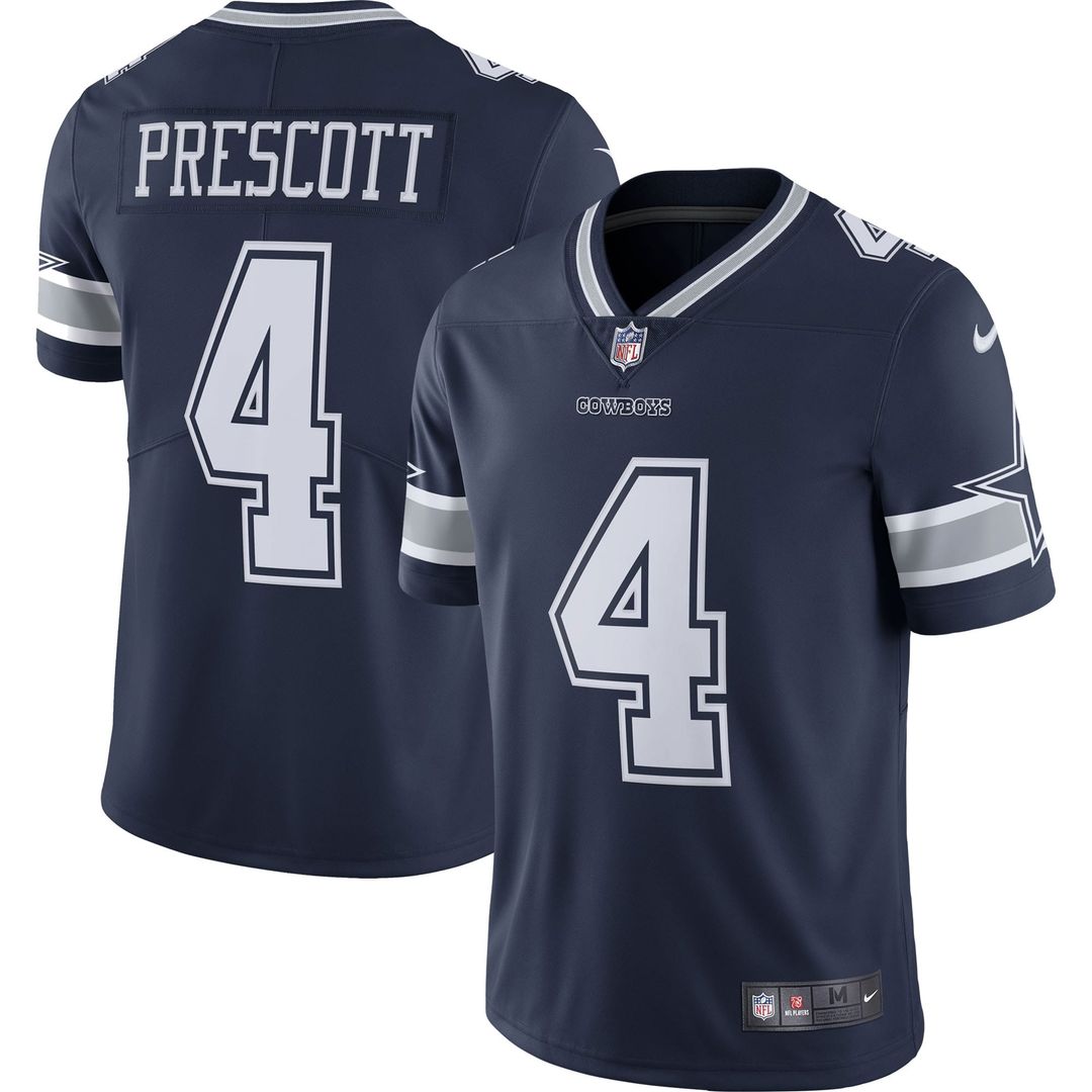 Men's Nike Dallas Cowboys Dak Prescott Navy Vapor Limited Player NFL Jersey