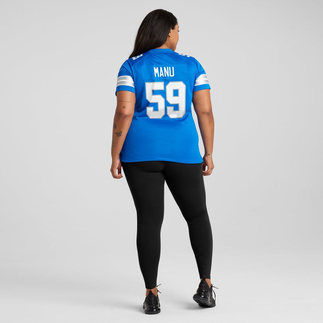 Women's Nike Detroit Lions Giovanni Manu Blue Team Game NFL Jersey