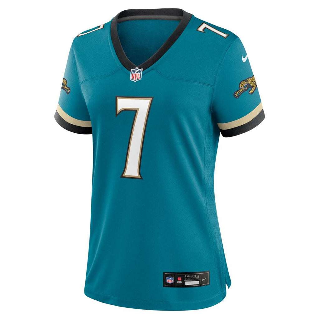 Women's Nike Jacksonville Jaguars Brian Thomas Jr. Teal Prowler Throwback Game NFL Jersey