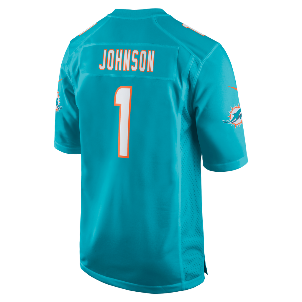 Men's Nike Miami Dolphins Chris Johnson Aqua 2026 NFL Draft First Round Pick No. 27 Team Game NFL Jersey