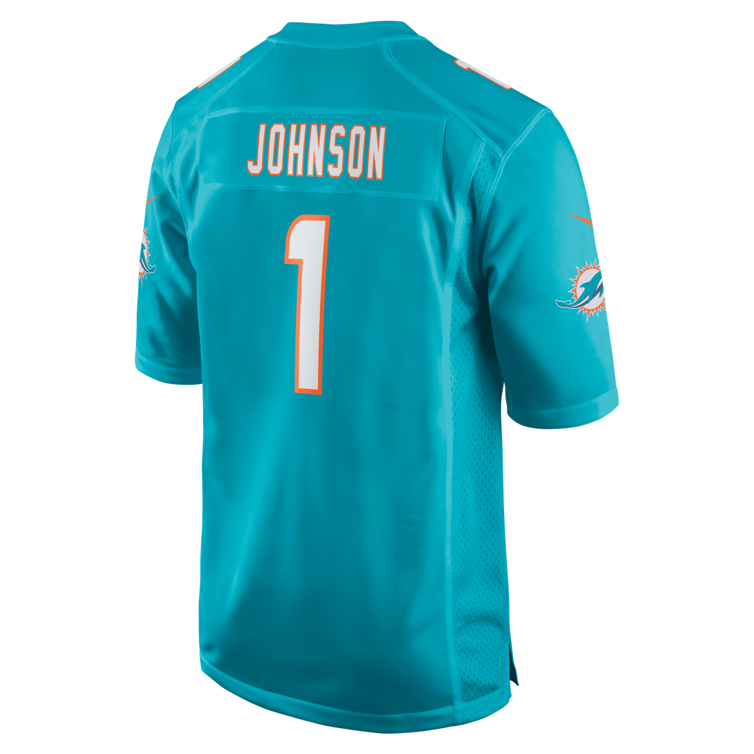 Men's Nike Miami Dolphins Chris Johnson Aqua 2026 NFL Draft First Round Pick No. 27 Team Game NFL Jersey