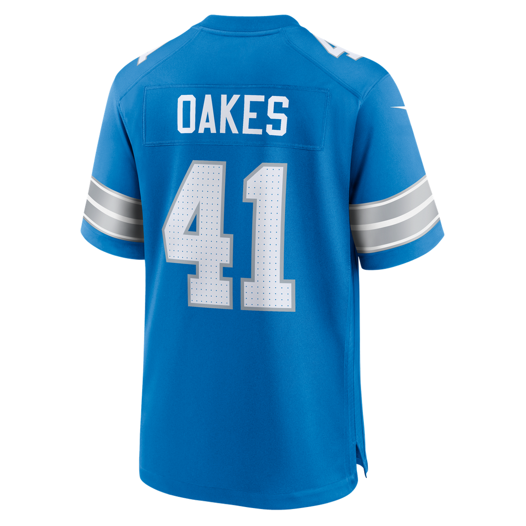 Men's Nike Detroit Lions Gunnar Oakes Blue Team Game NFL Jersey
