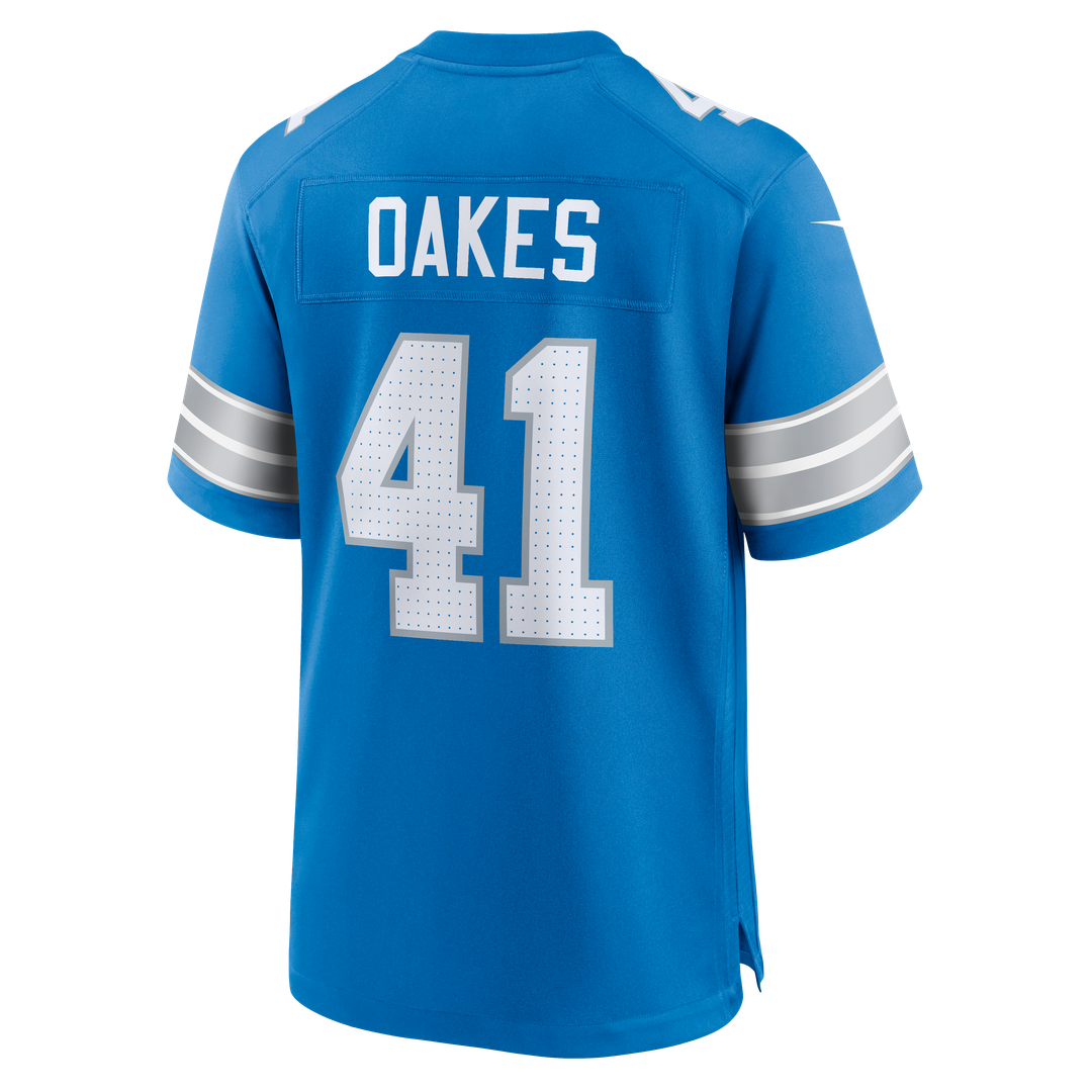 Men's Nike Detroit Lions Gunnar Oakes Blue Team Game NFL Jersey