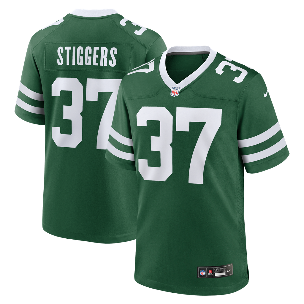Men's Nike New York Jets Qwan'tez Stiggers Legacy Green Team Game NFL Jersey