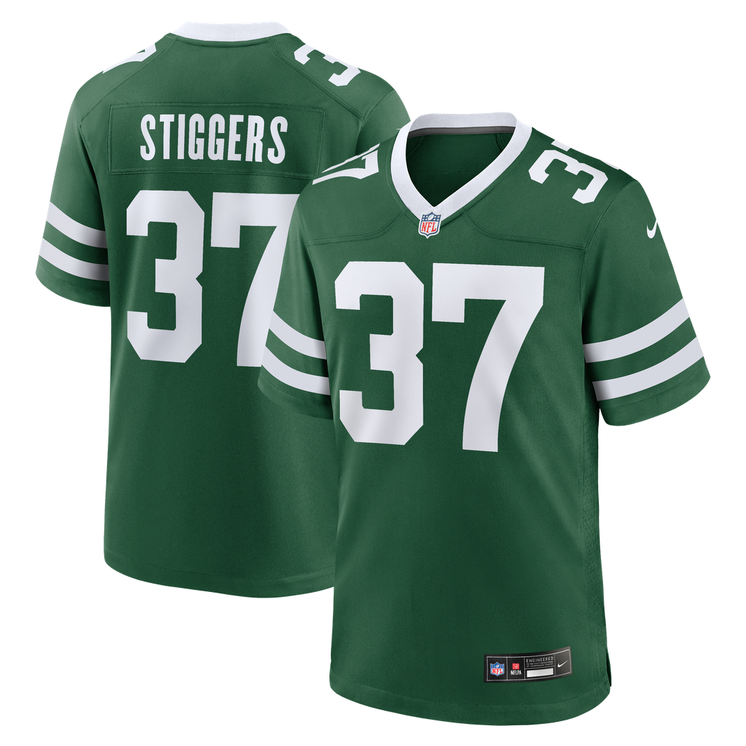 Men's Nike New York Jets Qwan'tez Stiggers Legacy Green Team Game NFL Jersey