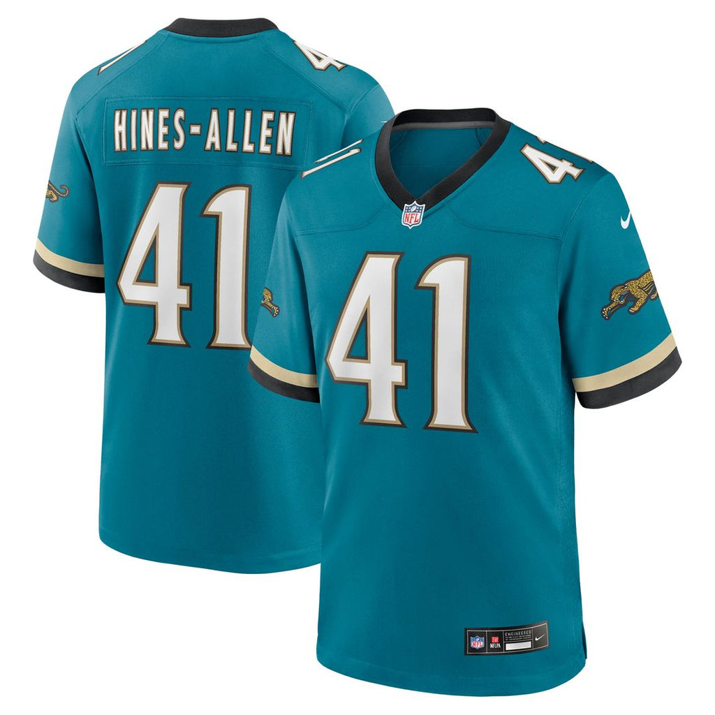 Men's Nike Jacksonville Jaguars Josh Hines-Allen Teal Prowler Throwback Player Game NFL Jersey