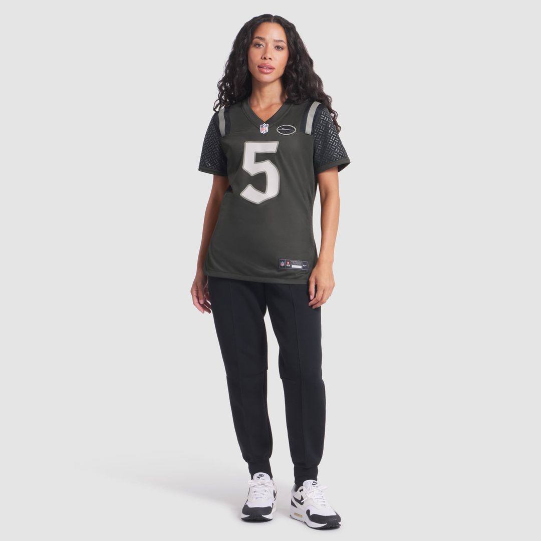 Women's Nike New York Jets Garrett Wilson Gotham Green 2025 Rivalries Collection Game NFL Jersey