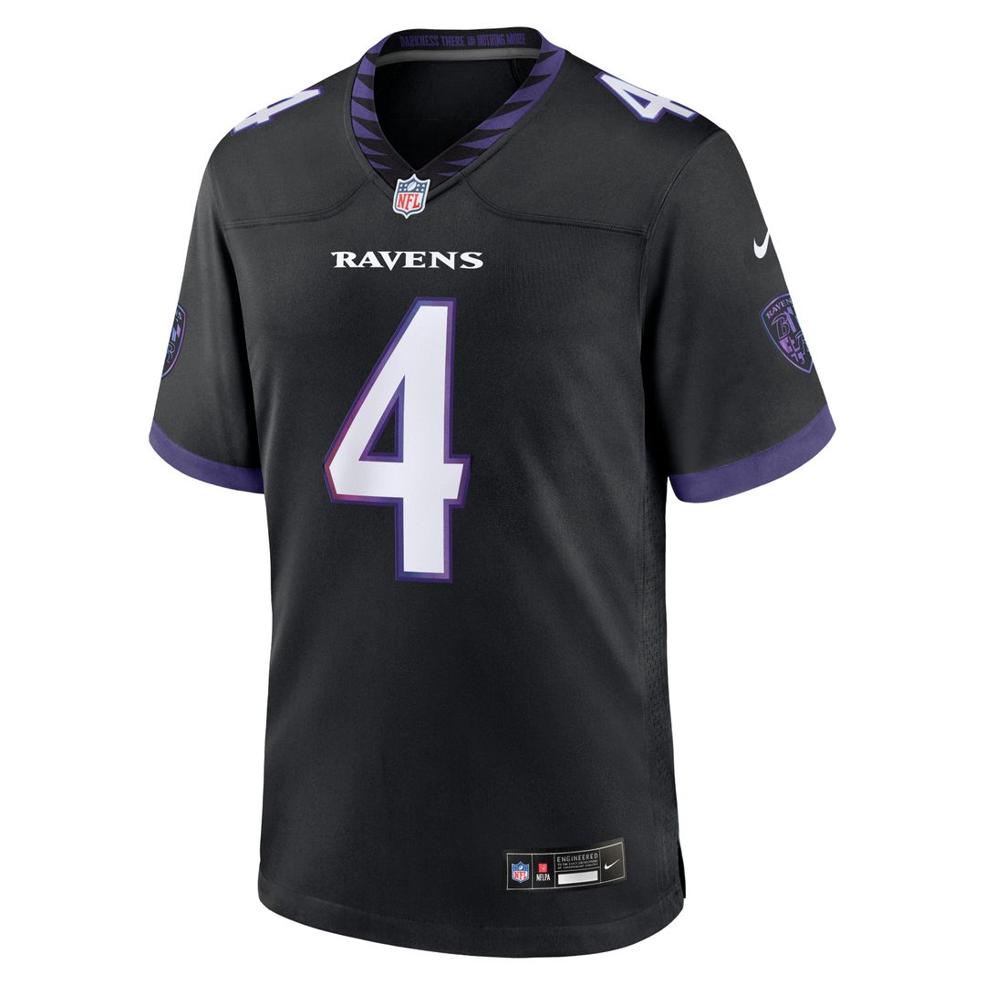 Men's Nike Baltimore Ravens Zay Flowers Black Alternate Game NFL Jersey