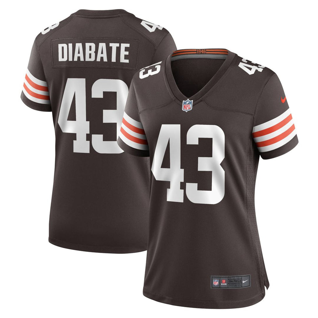 Women's Nike Cleveland Browns Mohamoud Diabate Brown Team Game NFL Jersey