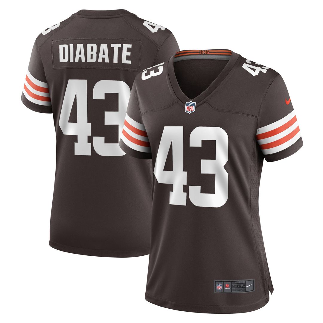 Women's Nike Cleveland Browns Mohamoud Diabate Brown Team Game NFL Jersey