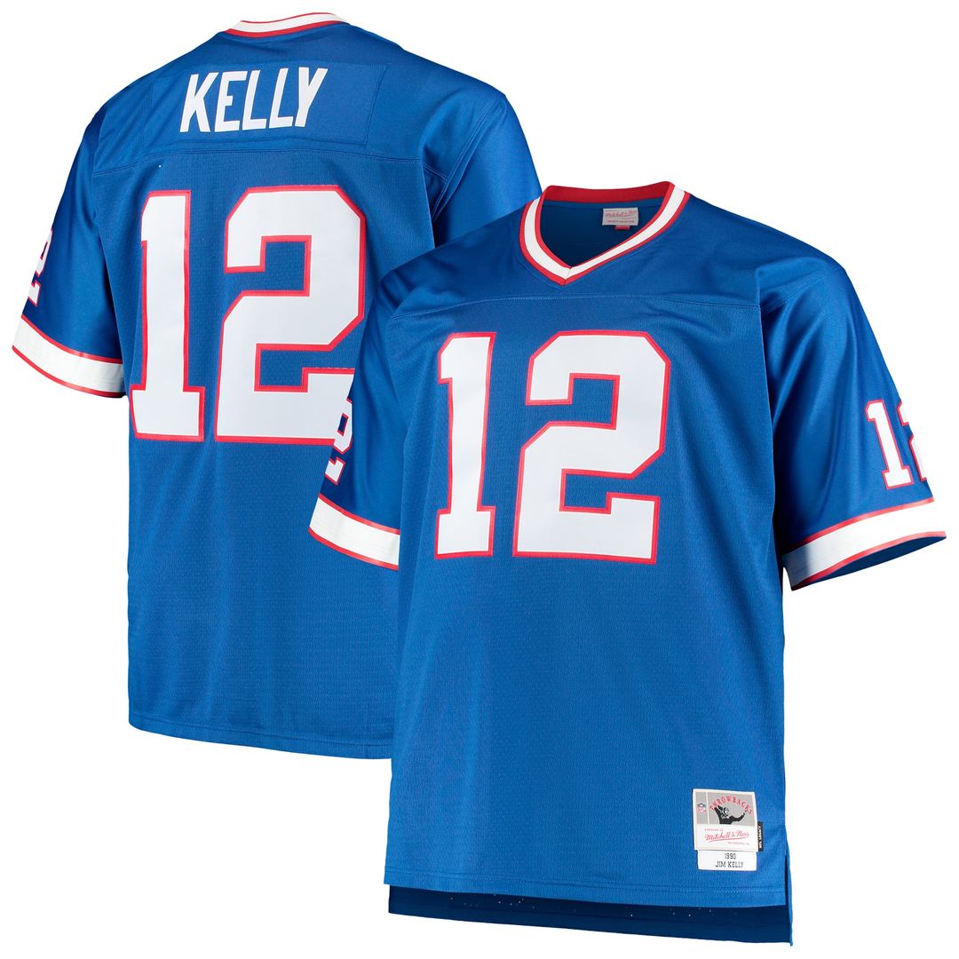 Men's Big & Tall Mitchell & Ness Buffalo Bills Jim Kelly Royal 1990 Retired Player Replica NFL Jersey