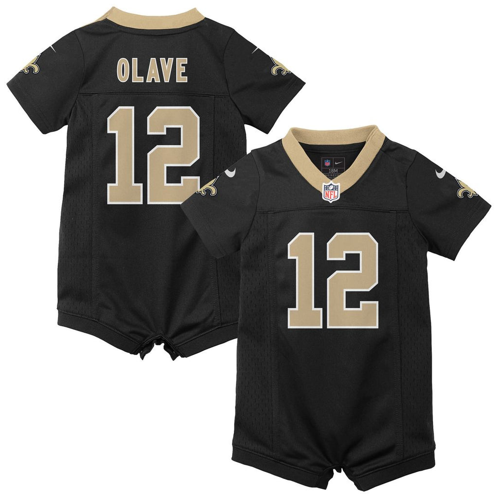 Infant Nike New Orleans Saints Chris Olave Black Newborn & Game Romper NFL Jersey
