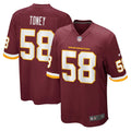 Men's Nike Washington Football Team Shaka Toney Burgundy Game NFL Jersey