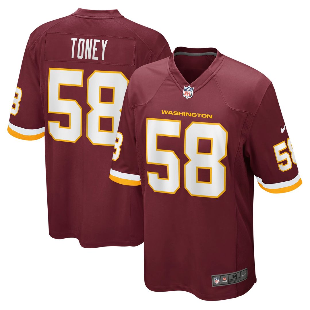 Men's Nike Washington Football Team Shaka Toney Burgundy Game NFL Jersey