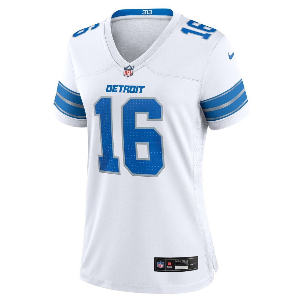 Women's Nike Detroit Lions Jared Goff White Game NFL Jersey