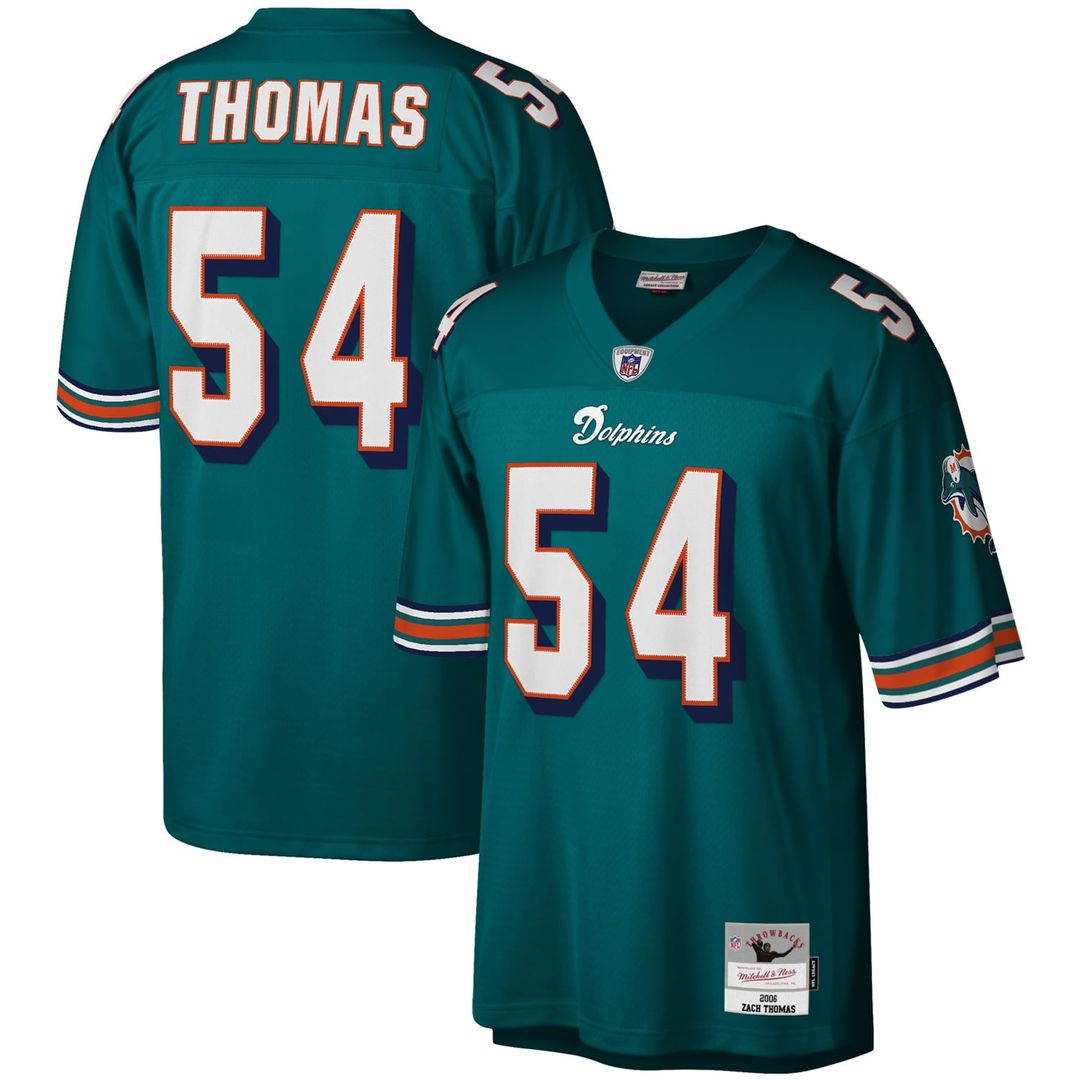 Men's Mitchell & Ness Miami Dolphins Zach Thomas Aqua Legacy Replica NFL Jersey