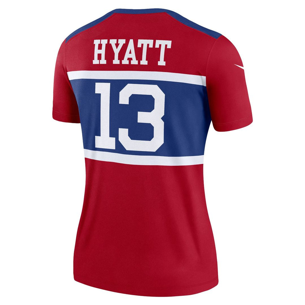 Women's Nike New York Giants Jalin Hyatt Red Alternate Legend Player NFL Performance Top
