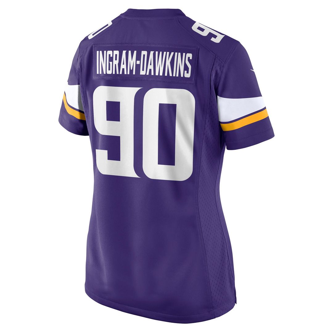 Women's Nike Minnesota Vikings Tyrion Ingram-Dawkins Purple Team Game NFL Jersey