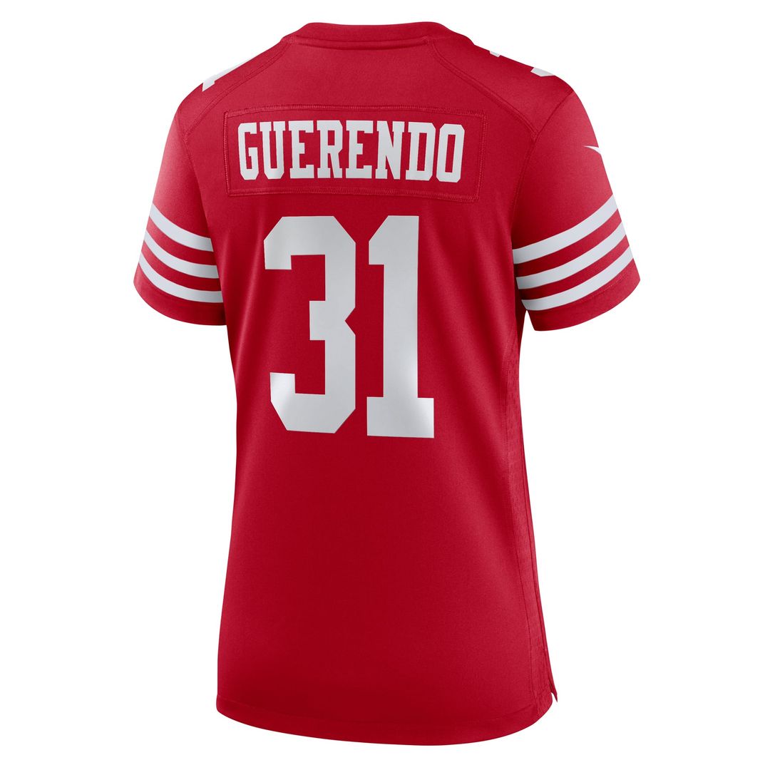 Women's Nike San Francisco 49ers Isaac Guerendo Scarlet Team Game NFL Jersey