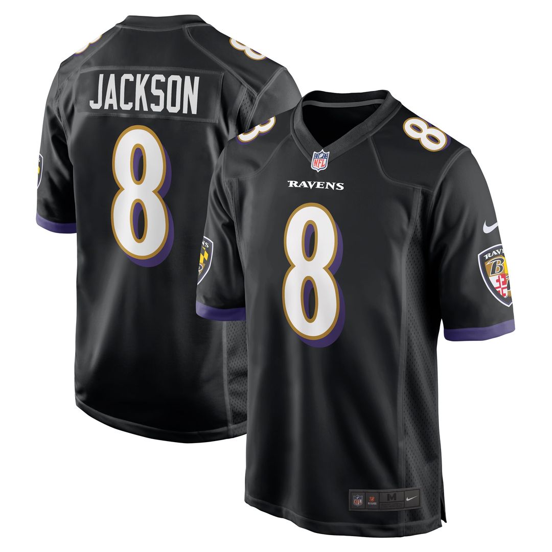 Men's Nike Baltimore Ravens Lamar Jackson White Game NFL Jersey
