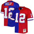 Men's Mitchell & Ness Buffalo Bills Jim Kelly Royal/Red 1990 Split Legacy Replica NFL Jersey
